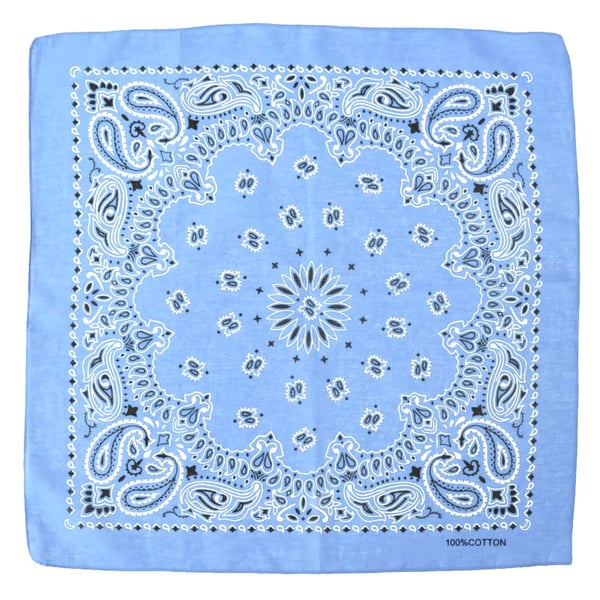 Dubbelsidig Bandana i 100% Bomull – Paisleymönster 55×55 cm, Ljusblå