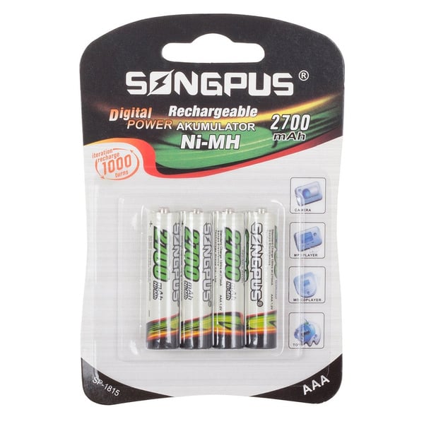 4-Pack Uppladdningsbara AAA-Batterier 2700mAh 4-Pack Uppladdningsbara AAA-Batterier 2700mAh