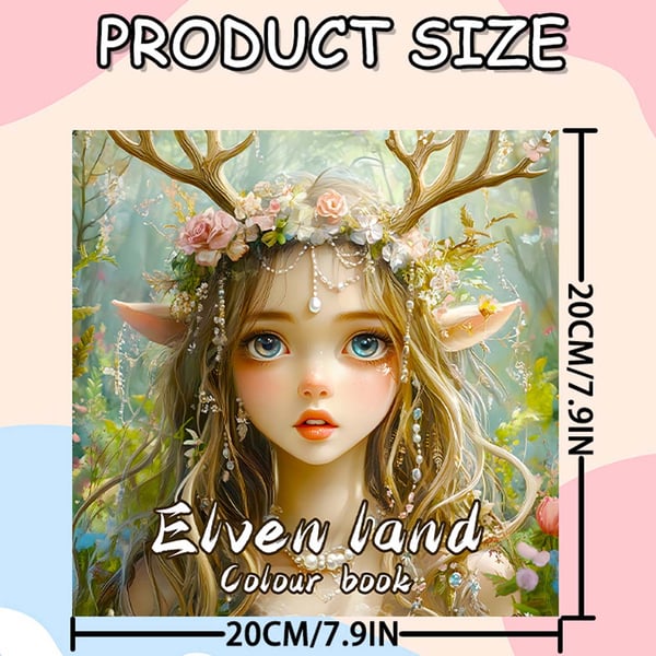 Malebok 24 sider 20x20 cm – Elven Land Magiske Alvemotiver