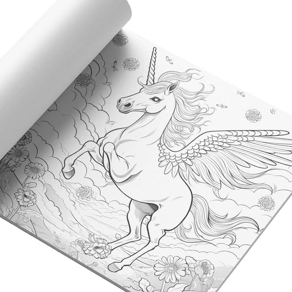 Målarbok 24 sidor 20×20 cm – Fantasy Unicorn Magiska Enhörningar