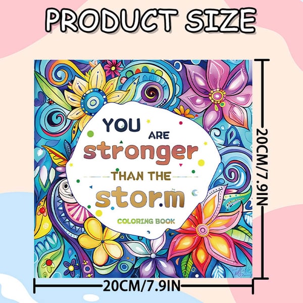 Målarbok för vuxna 24 sidor 20×20 cm – Stronger than the Storm Motivation