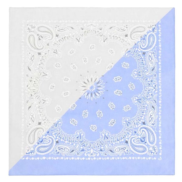 Bandana i Satinvävd Bomull – Tvåfärgad Paisley Ljusgrå–Ljusblå