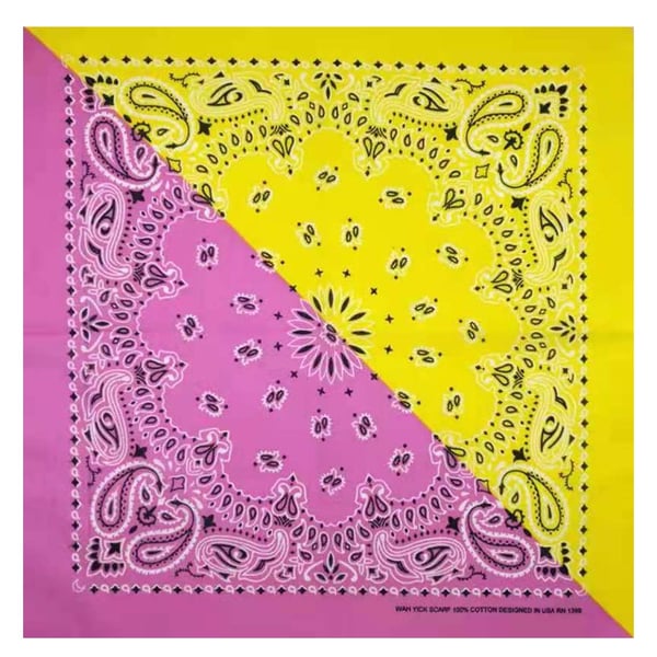 Bandana i Satinvävd Bomull – Tvåfärgad Paisley Rosa-Gul