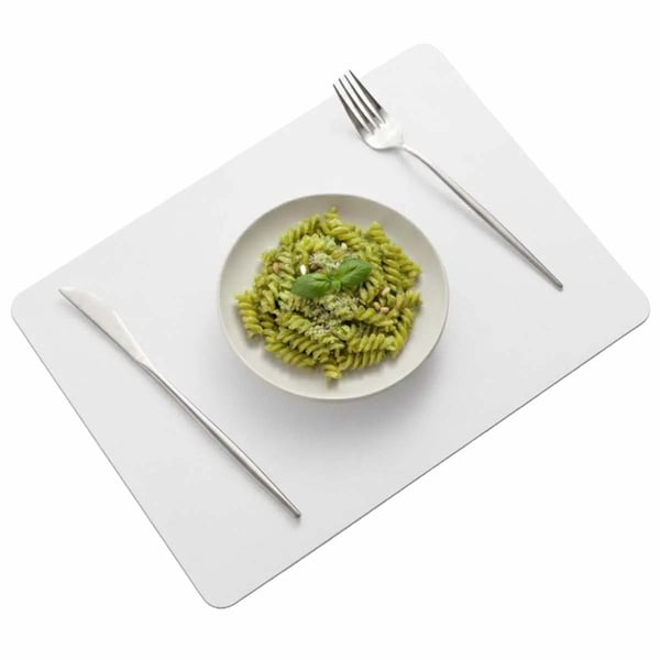 4-Pack Bordstablett i Konstläder Rektangulär Vit 43x30cm