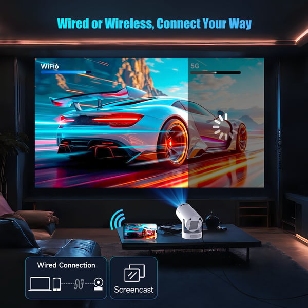 2026 HY300 Pro+ Android 14 Smart Projektor 4K, Inbyggd Högtalare