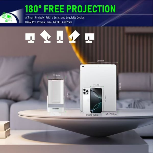 2026 HY310 Full HD 1080p Smart Projektor, Android 14, Autofokus, 4K-understøttelse & AirMouse