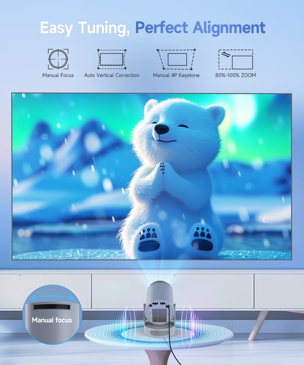 2026 HY300 Pro+ Android 14 Smart Projektor 4K, Inbyggd Högtalare