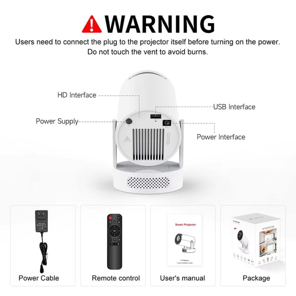 2026 HY300 Pro+ Android 14 Smart Projektor 4K, Inbyggd Högtalare