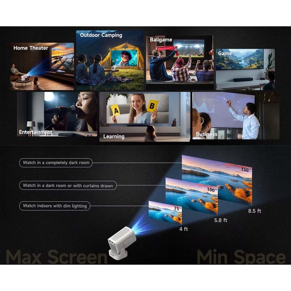 2026 HY310 Full HD 1080p Smart Projektor, Android 14, Autofokus, 4K-understøttelse & AirMouse
