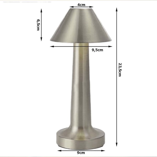Retro Uppladdningsbar Bordslampa i Metall Dimbar Silver
