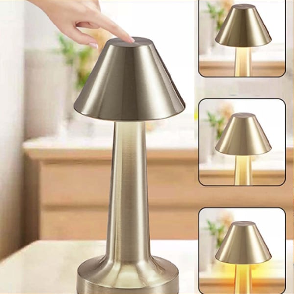Retro Uppladdningsbar Bordslampa i Metall Dimbar Silver