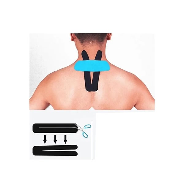 Kinesiotejp sort 5 cm x 5 m – elastisk sporttape til støtte, cirkulation og smertelindring ved træning og restitution.
