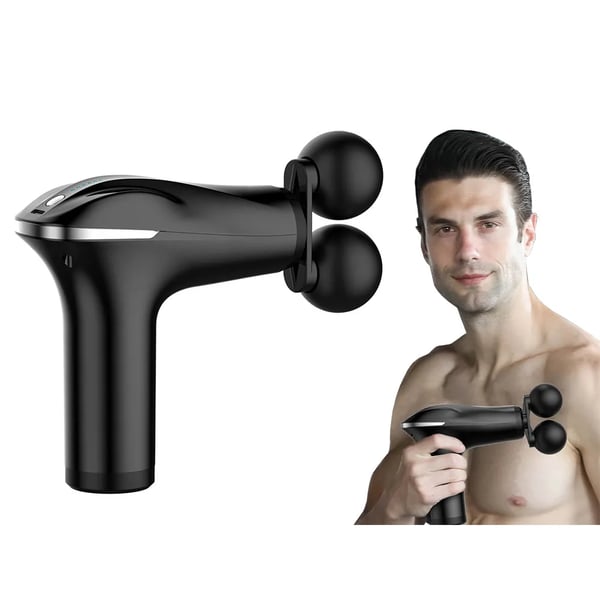Kraftfuld Dobbelt Massagepistol til Ryg og Ben med 4 Massagehoveder