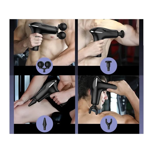 Kraftfuld Dobbelt Massagepistol til Ryg og Ben med 4 Massagehoveder