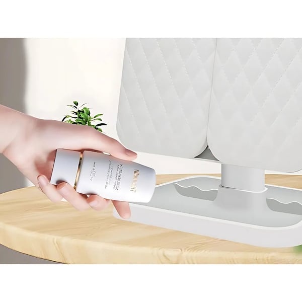 LED Belyst Sammenklappelig Makeup Spejl med USB og 3 Farvetilstande