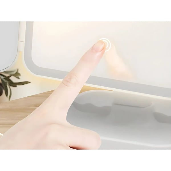LED Belyst Sammenklappelig Makeup Spejl med USB og 3 Farvetilstande