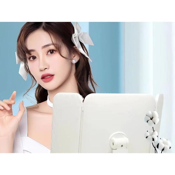 LED Belyst Sammenklappelig Makeup Spejl med USB og 3 Farvetilstande