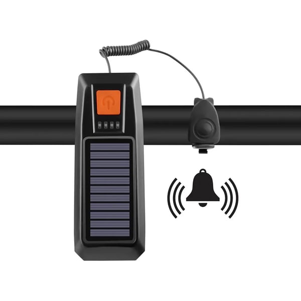 LED Sykkellykt Front Solcelledrevet med Signalhorn og USB