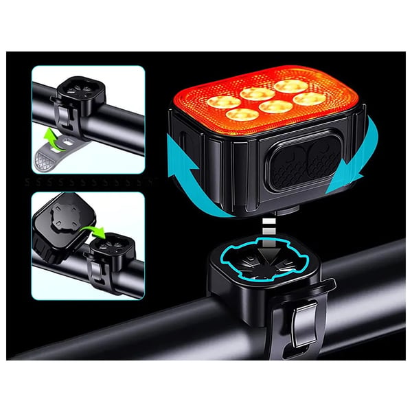 LED Cykellampa Set Fram och Bak USB-Uppladdningsbart IP65