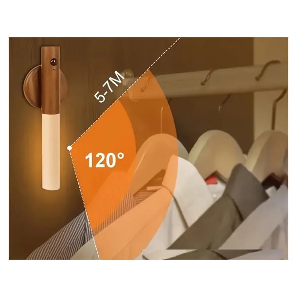 LED Vegglampe med Magnetisk Veggholder, Bevegelsessensor Varmt Lys Oppladbar USB-C