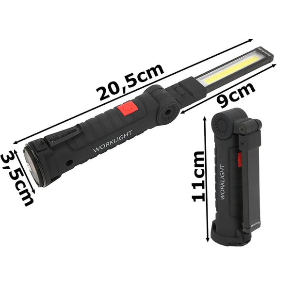 Magnetisk værksteds- og arbejdslygte 5-i-1 – genopladelig LED-lampe med USB, stærk magnet og foldbar krog