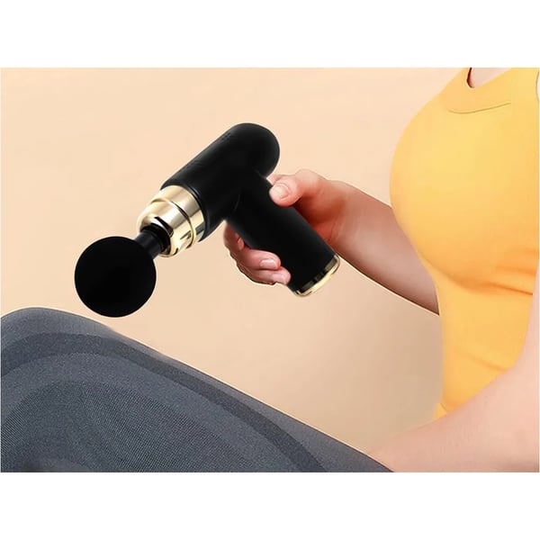 Mini massagepistol – kompakt och kraftfull muskelmassager med 6 hastigheter, 4 massagehuvuden och USB-C-laddning