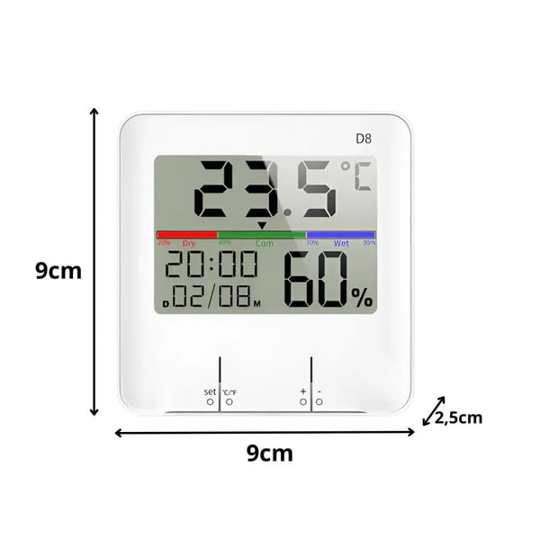 Multifunksjonell Værstasjon med Termometer, Hygrometer og Klokke