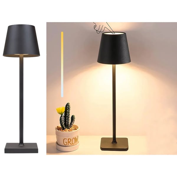 Portabel Bordlampe Touch Trådløs med 3 Lysnivåer USB-C Oppladbar Sølv