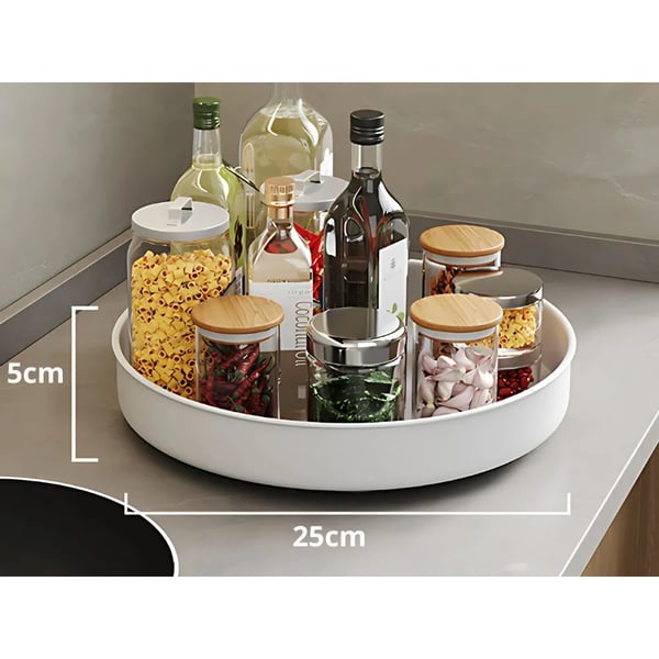 Svingbar Brett 25cm - Organisator for Kjøkken & Bad Lazy Susan Hvit