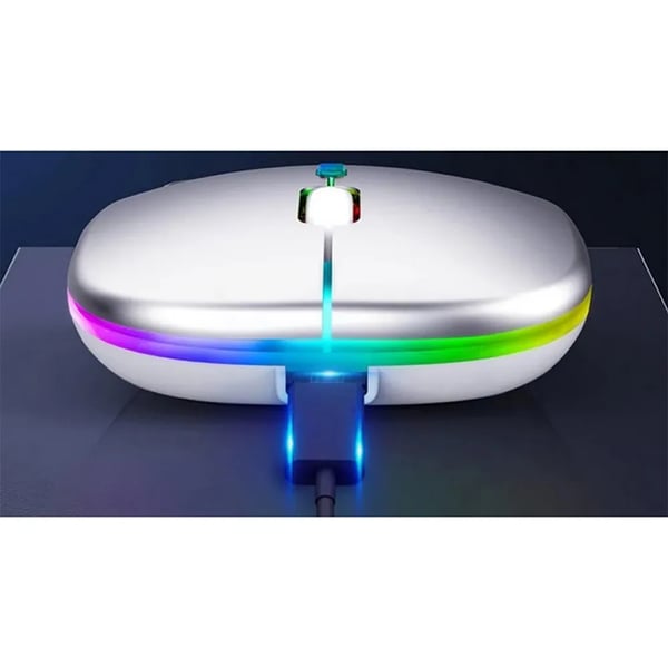 Langaton Hiiri Bluetooth & 2.4 GHz Optinen RGB Latausvalkoinen Slim