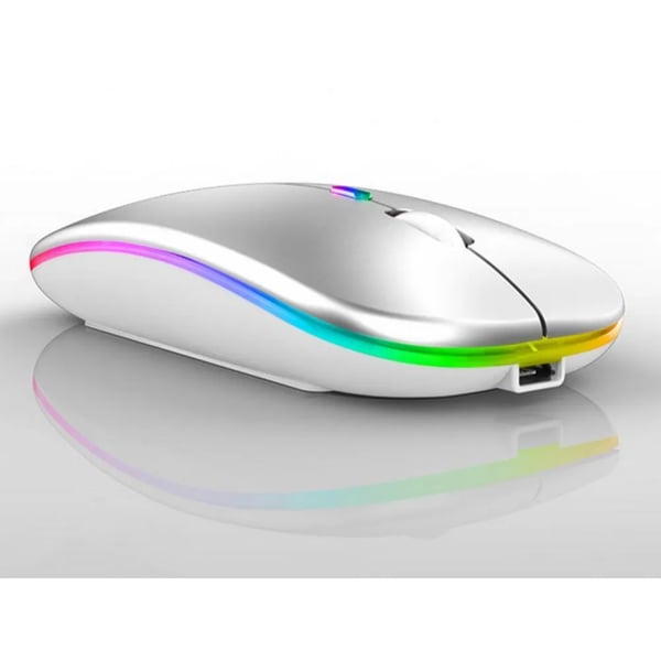 Langaton Hiiri Bluetooth & 2.4 GHz Optinen RGB Latausvalkoinen Slim