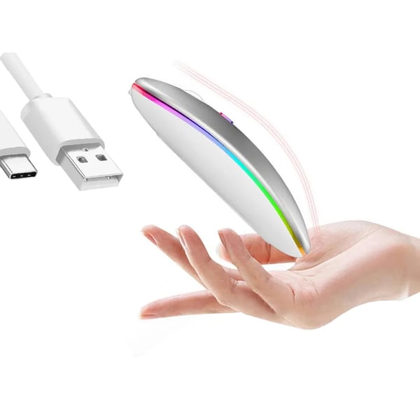 Langaton Hiiri Bluetooth & 2.4 GHz Optinen RGB Latausvalkoinen Slim