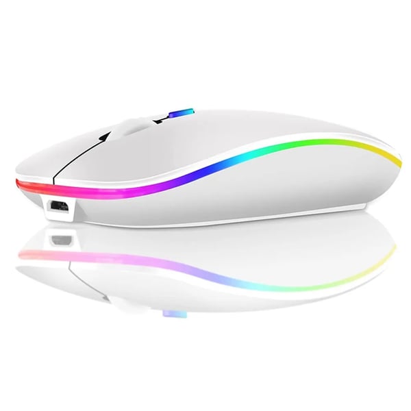 Langaton Hiiri Bluetooth & 2.4 GHz Optinen RGB Latausvalkoinen Slim