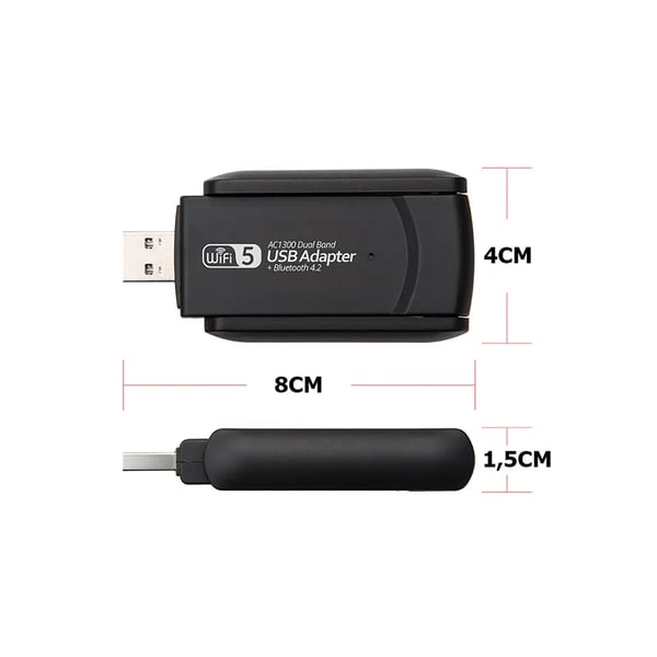USB Wi-Fi-adapter 1300 Mbps (USB 3.0) – Dual Band 2.4/5 GHz med ekstern antenne for raskere trådløs tilkobling