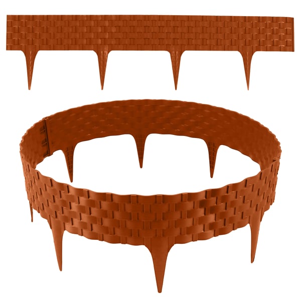 Gräsmatta, rottinglook, terrakotta, 24x80 cm moduler, plastkant för rabatter och gräsmatta Gräsmatta, rottinglook, terrakotta, 24x80 cm moduler, plastkant för rabatter och gräsmatta