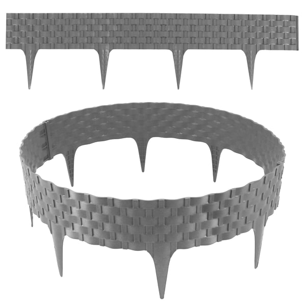 Gräsmattakant, grå rottinglook 4x80 cm moduler, plastkant för rabatter och gräsmatta Gräsmattakant, grå rottinglook 4x80 cm moduler, plastkant för rabatter och gräsmatta