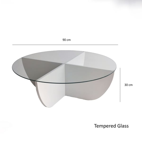 Glas sofabord, Lily, 90x30x90 cm, hvid.