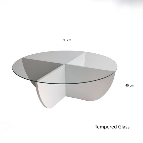 Glas sofabord, Lily, 90x30x90 cm, hvid.