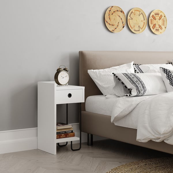 Sengebord venstre, 32x61x30 cm, Hvid