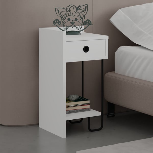Sengebord venstre, 32x61x30 cm, Hvid