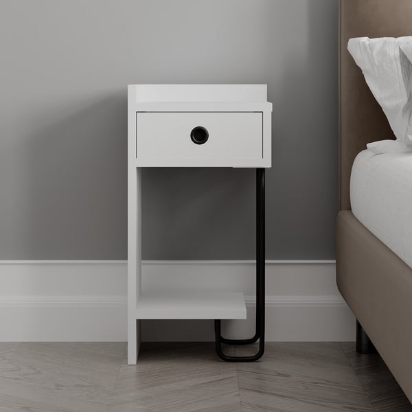 Sengebord venstre, 32x61x30 cm, Hvid