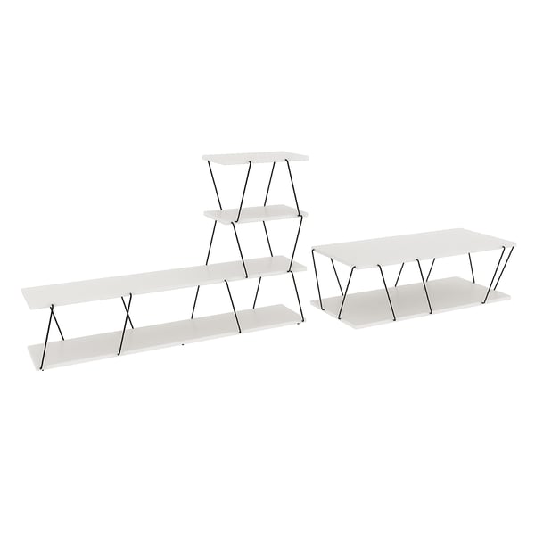 TV stativ og sofabord, Basak, 150x93x30 cm, hvid.