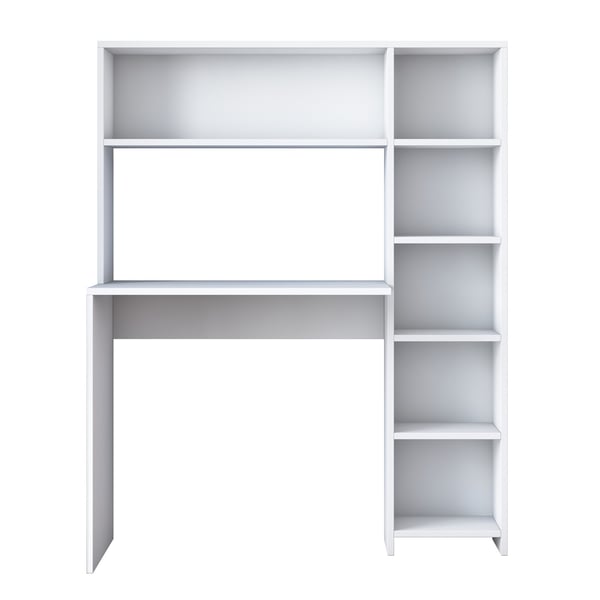Computerbord med hylde, 80x74,8 cm, hvid