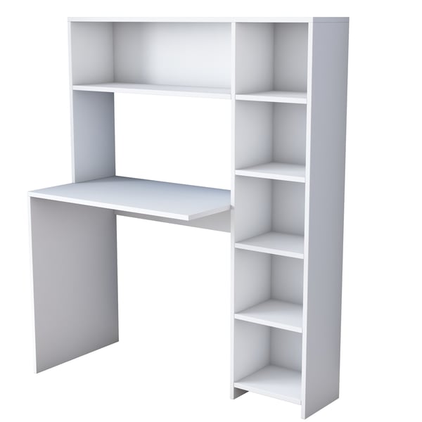 Computerbord med hylde, 80x74,8 cm, hvid