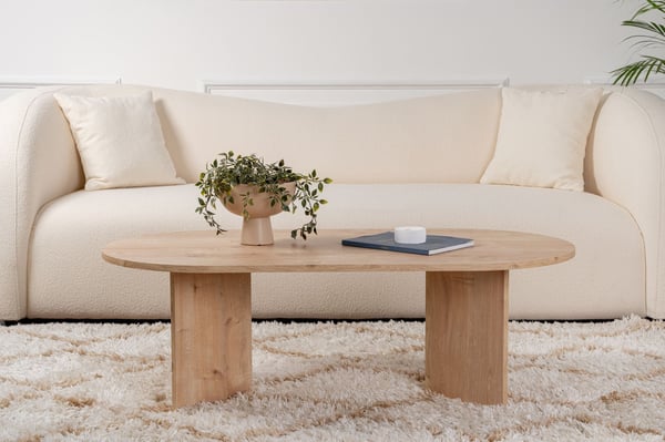 Ovalt sofabord, Sobel, 119x40x60 cm, brun
