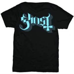 Ghost/ Ghost Unisex T-skjorte: Blå/Grå Keyline Logo (L)