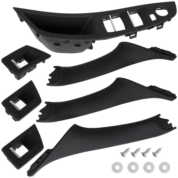 BMW 5 F10 F11 09-17 set med innerdörrhandtag fram och bak 7 st. SET SVART - 1 hål