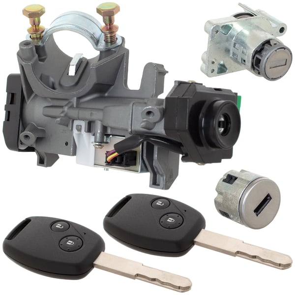 Honda CR-V III 06-12 komplett tändningslås + låsinsats vänster framdörr + handskfacksinsats 3 st. Set