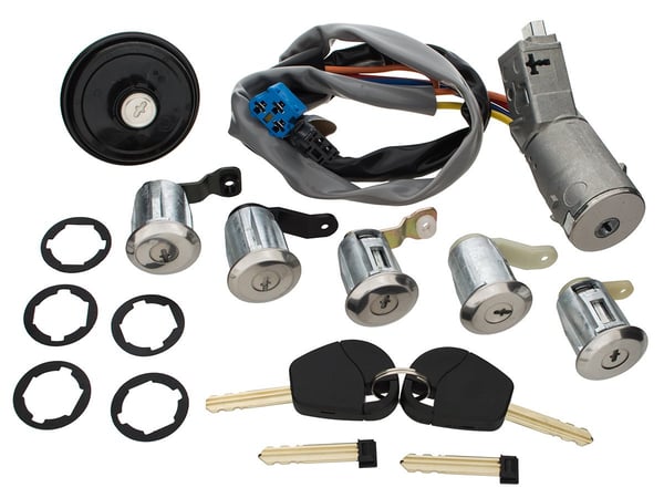 Peugeot Partner 02-08 komplett tändningslås + 5x låsinsatser + tanklock KPL