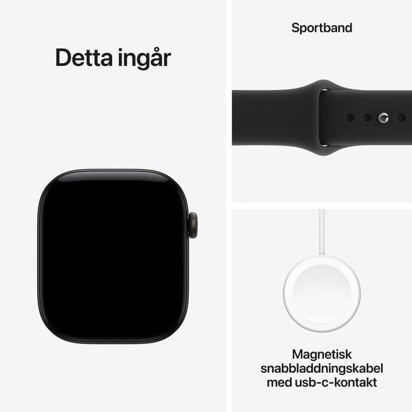 Apple Watch Series 12 GPS + Cellular 46mm – Svart Aluminium Case Med Svart Sport Band(M/L)